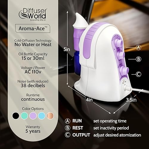 Miniatura 17 de Difusor sin agua para aceites esenciales de 110 V, difusor atomizador de aroma hecho en Estados Unidos, difusor de aceite esencial sin agua