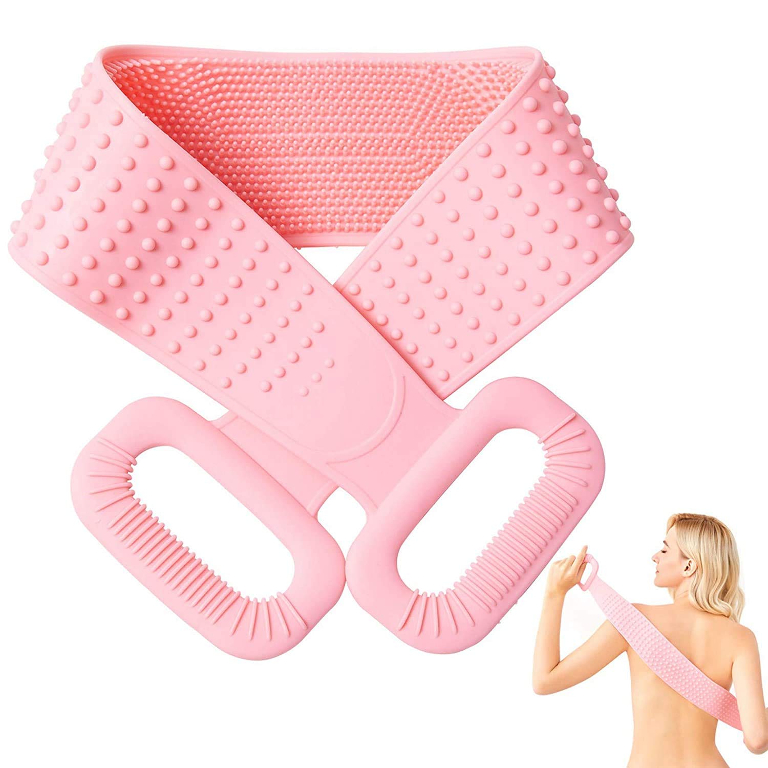 Mespirit Bath Body Brush For Shower Silicone Back Scrubber, Handle Body Washer