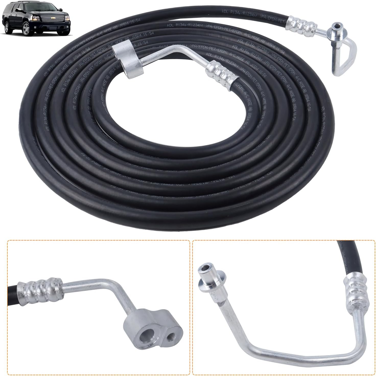 Rear AC Line Set SU33468 for Chevy Suburban 2007-2014 Cadillac Escalade ESV 2007-2014 GMC Yukon XL 2007-2014 Rear Aux AC Hose Kit Long wheelbase SUV Replacement Lines Air Conditioning Lines