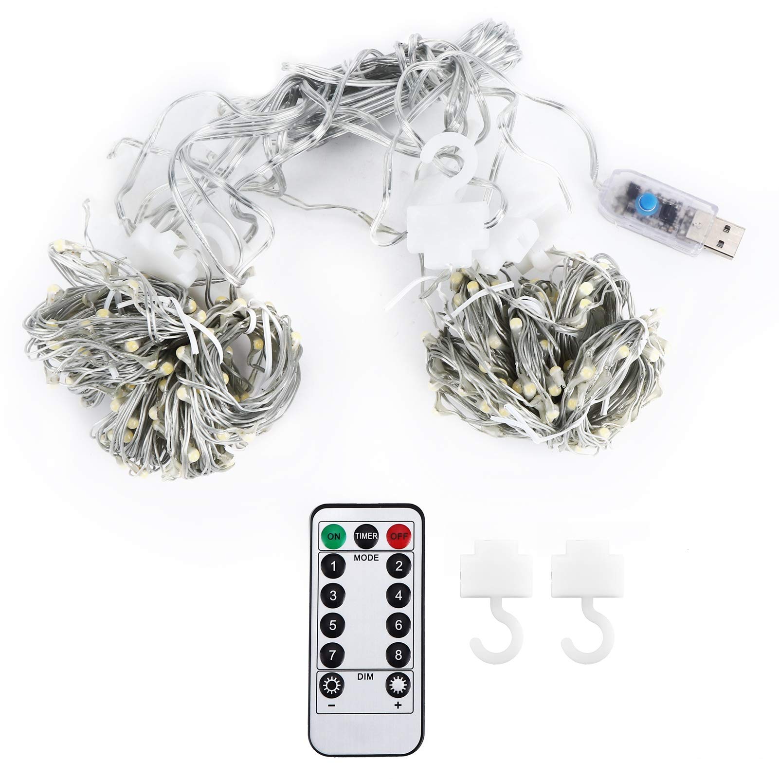 Fydun Guirlande Lumineuse Rideau 300LED 3x3m, avec USB et Télécommande, pour Intérieur/extérieur, Décorations de Mariage et de Fête
