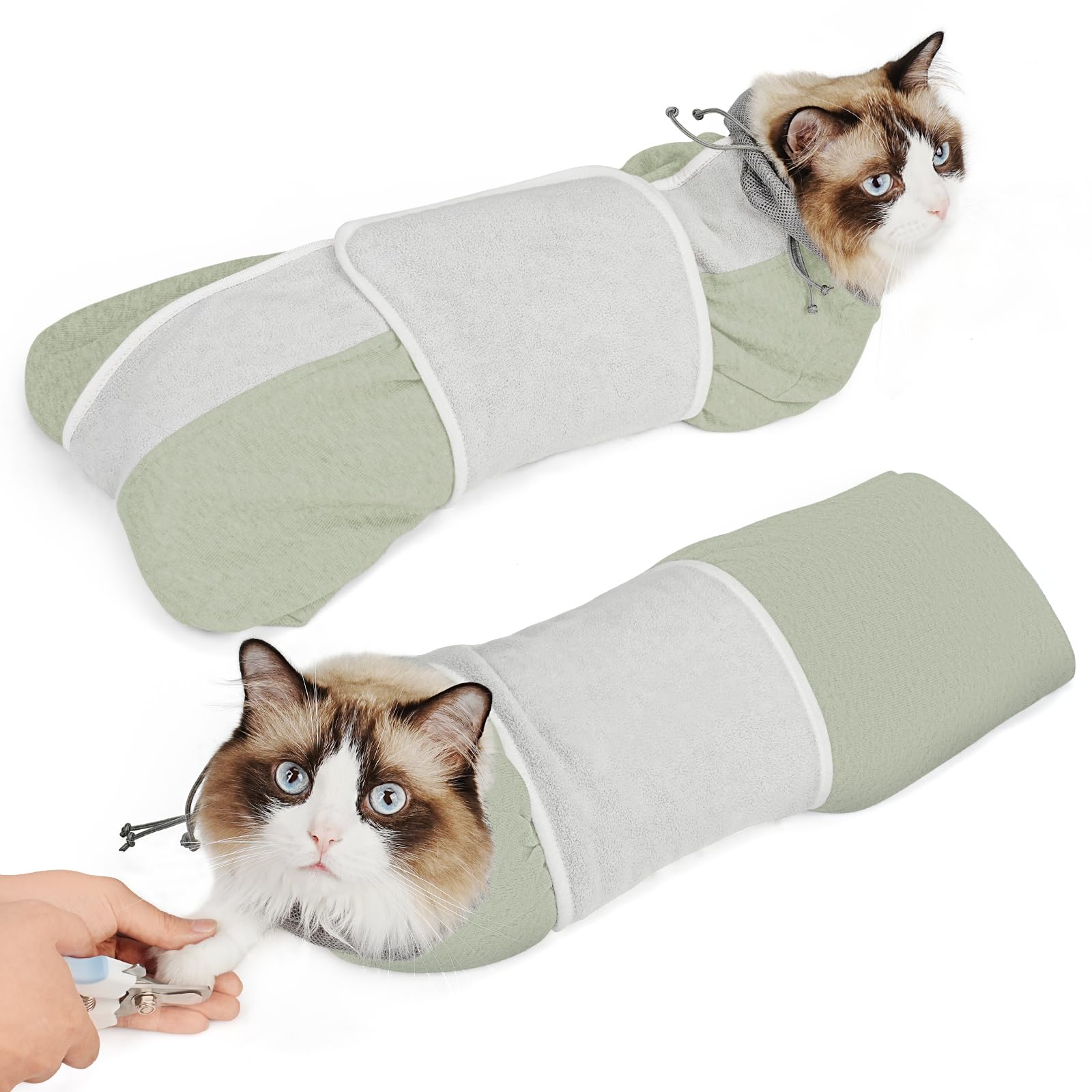 Supet Cat Grooming Wrap for Cutting Nails, Self-Adhesive Calm Cat Swaddle