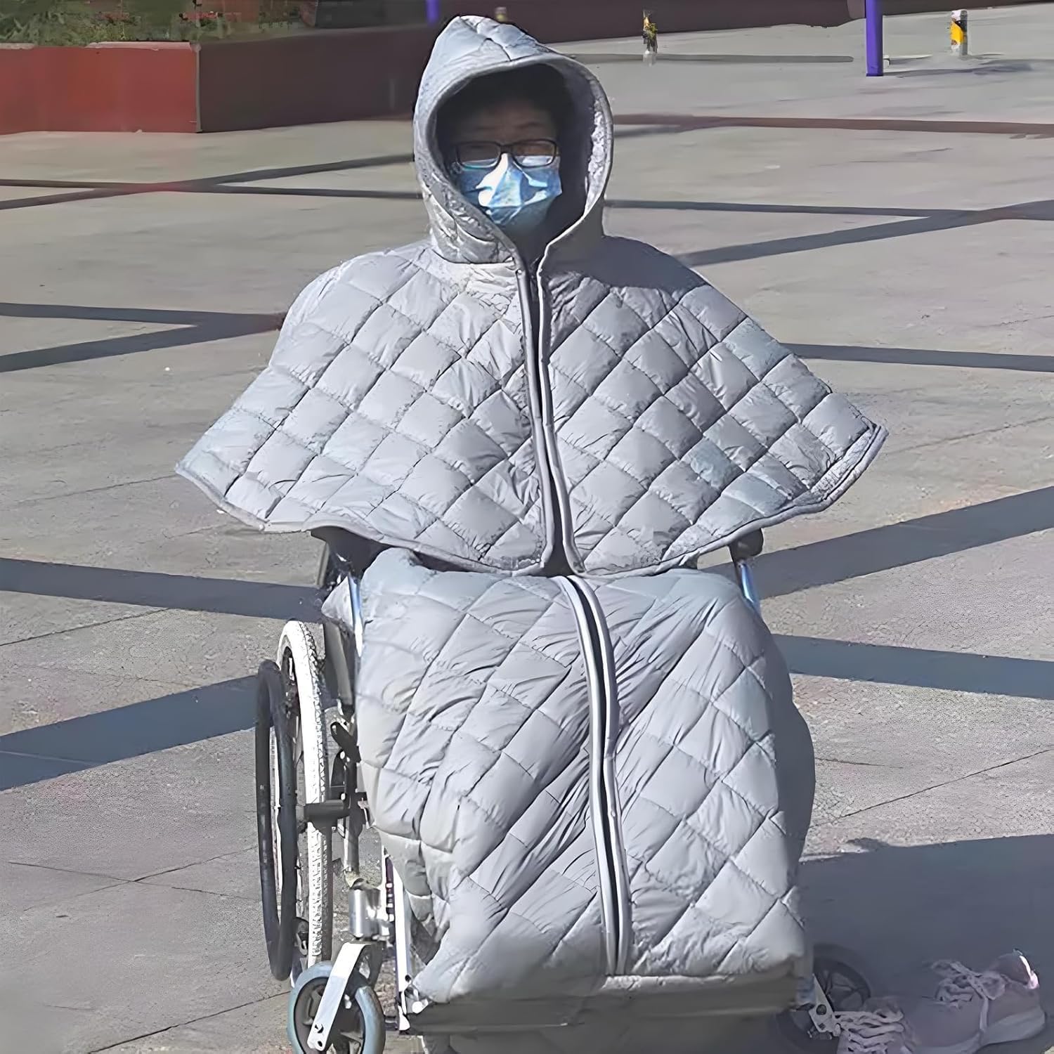 Funda de cuerpo completo para silla de ruedas, manta cálida con cremallera, incluye fundas para zapatos y guantes antimanchas, forro de lana para pacientes y personas con discapacidad