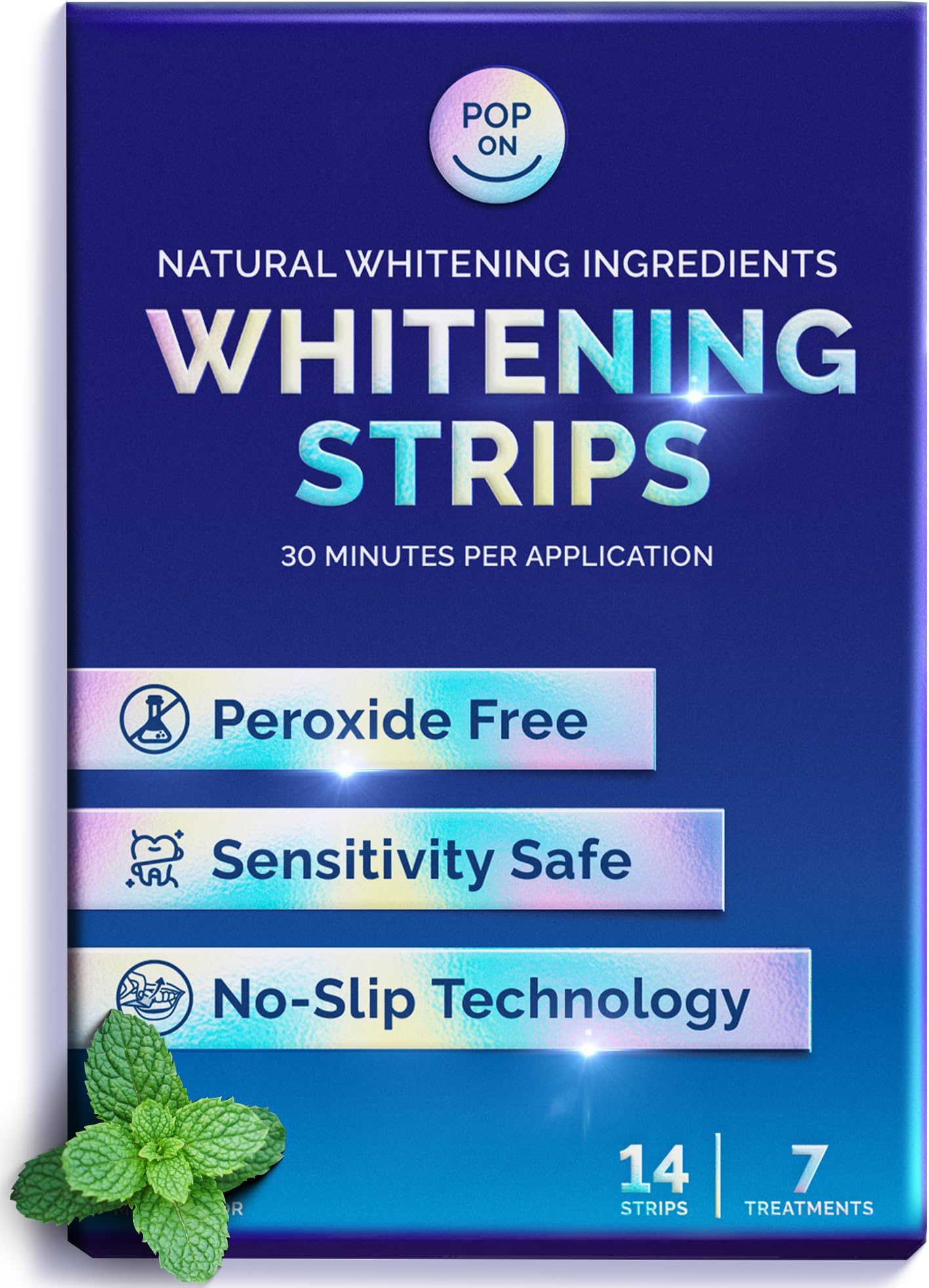 Teeth Whitening Strips for Sensitive Teeth & Gums, Mint โ Peroxide Free & Enamel Safe with Coconut Oil for Gentle & Whiter Teeth โ 7-Day Treatment White Strips with Non-Slip & Dry-Strip Technology