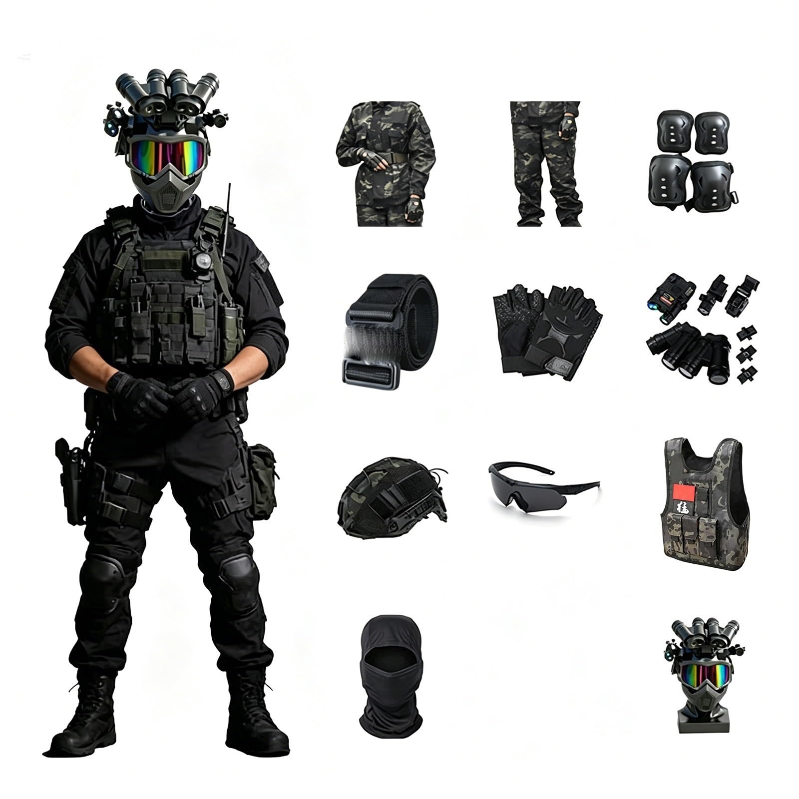 Costume Militare for Bambini, Set Soldato Esercito con Accessori, Outfit for Gioco di Ruolo, Regalo for Halloween e Compleanno