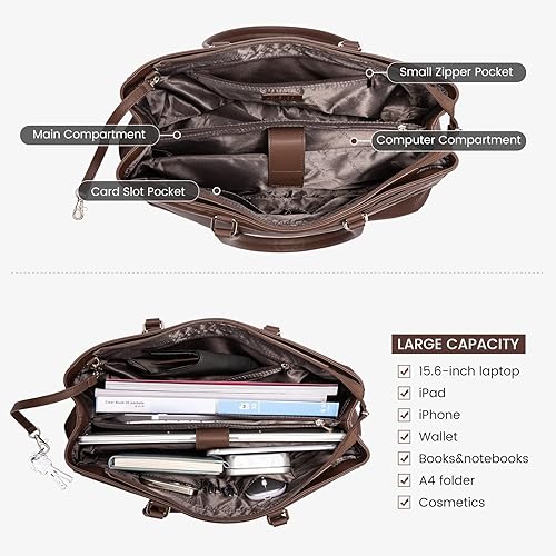 Vista 214 de LOVEVOOK Bolsa para computadora portátil para mujer, 15.6 pulgadas, bolsa de mano para computadora portátil, bolsa de trabajo para profesores, bolsa