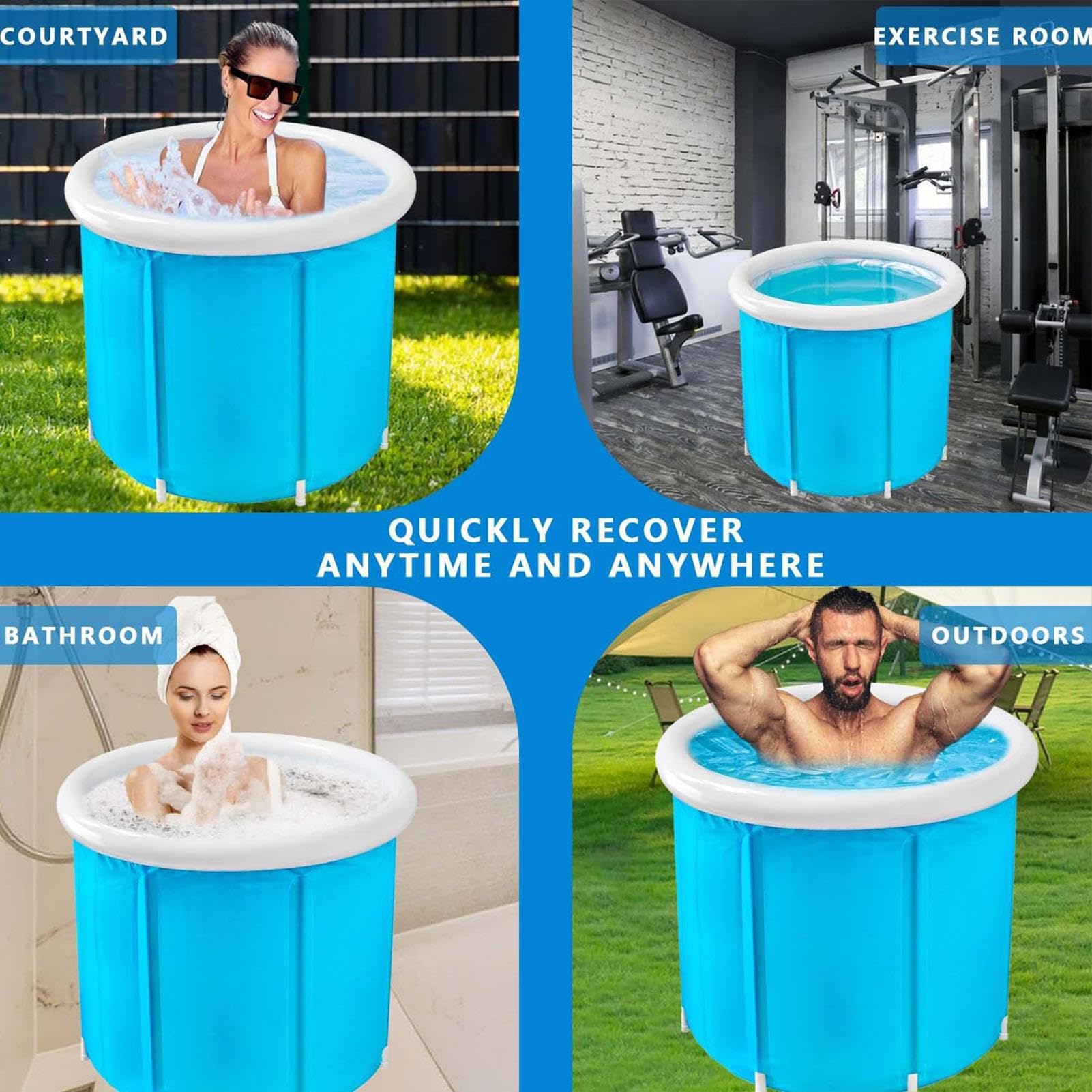 Vasca Da Bagno Portatile Per Adulti Con Pompa d'Aria e Cesto Portatile
