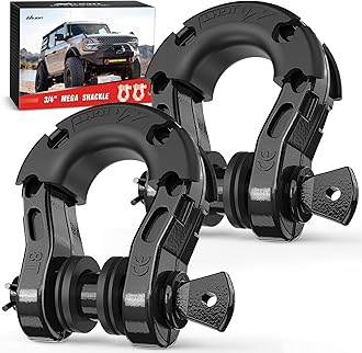 Nilight 2 Pack 3/4" Mega D-Ring Shackle with 7/8" Screw Pin 68,000LBS Break Strength, Heavy Duty Off Road Recovery Shackle for Use with Tow Strap, Winch, Off-Road Jeep Truck Vehicle