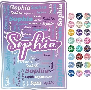 Custom Blanket, Personalized Blanket, Personalized Baby Blanket Name for Boys Girls Men Women Customize Blankets Best Gifts Gradient Blue