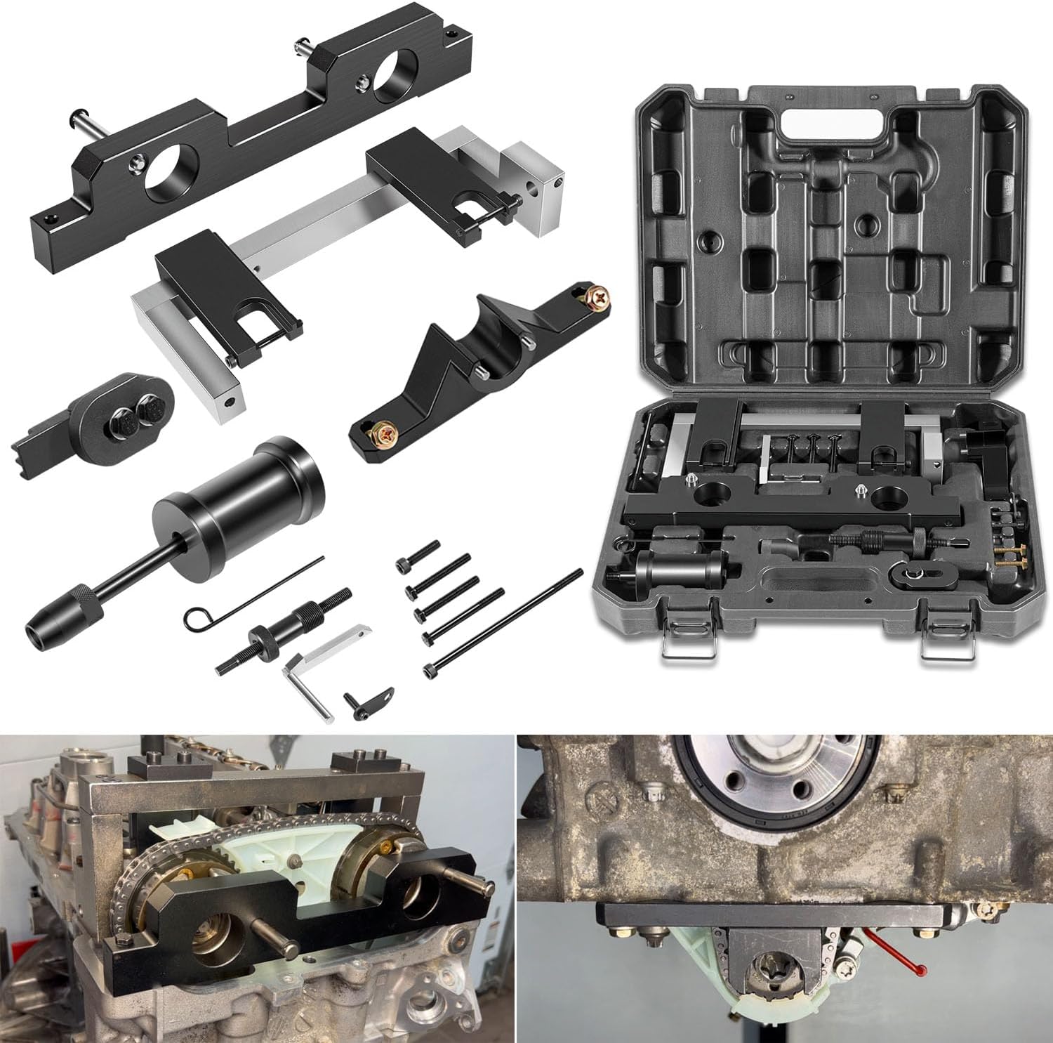 Bonbo 16PCS Engine Camshaft Timing Locking Tool Kit for BMW N20 N26 Engine, with Flywheel Holder & 7676 Oil Seal Repair Kit & Fuel Injector Removal Tool, Camshaft Alignment Timing Tool Kit