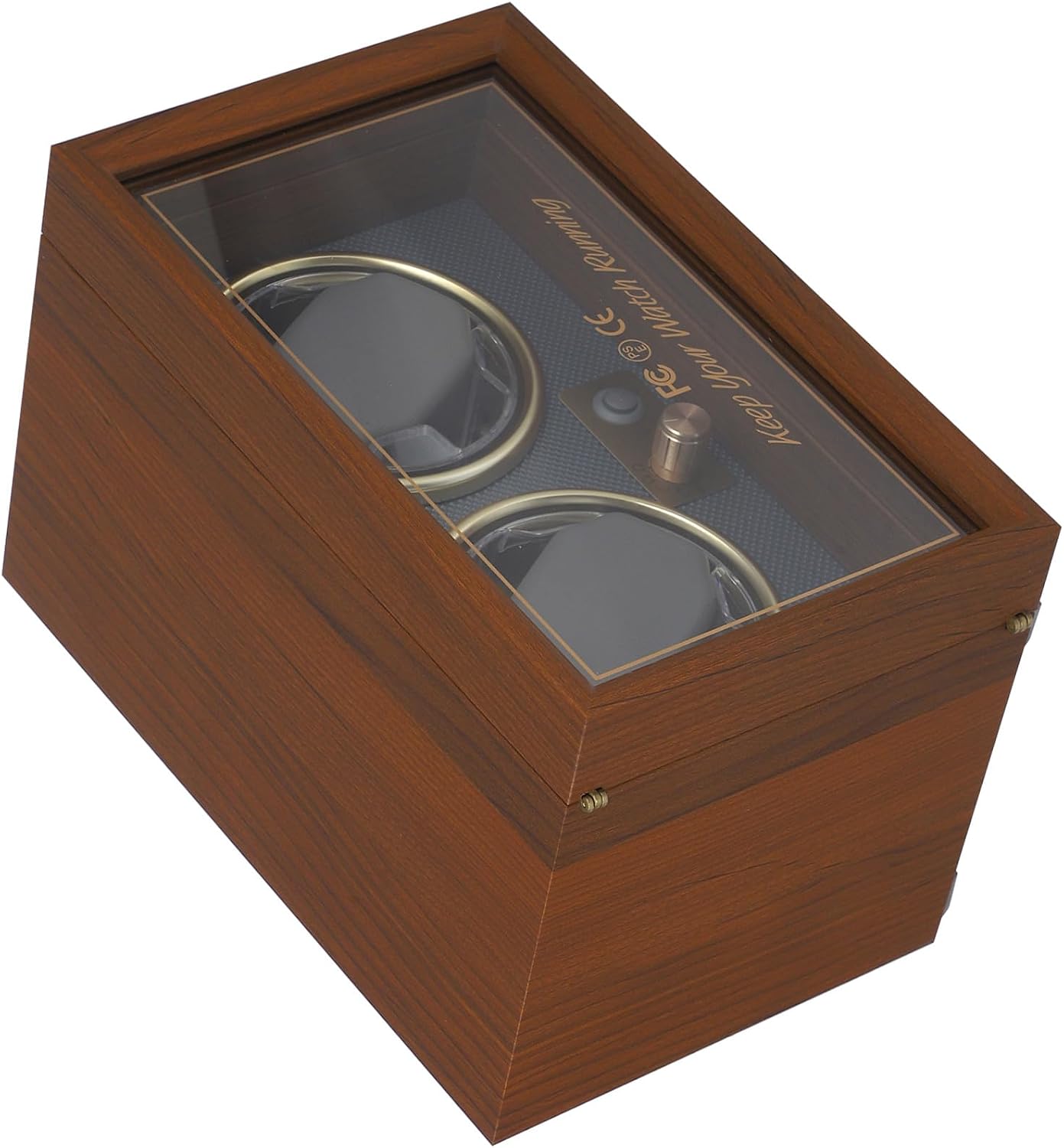 Automatic 2 Slot Watch Winder Box with Black Walnut Wood Case Adjustable 5-speed Mechanical Watch Rotating Display for Men’s Automatic Random Color