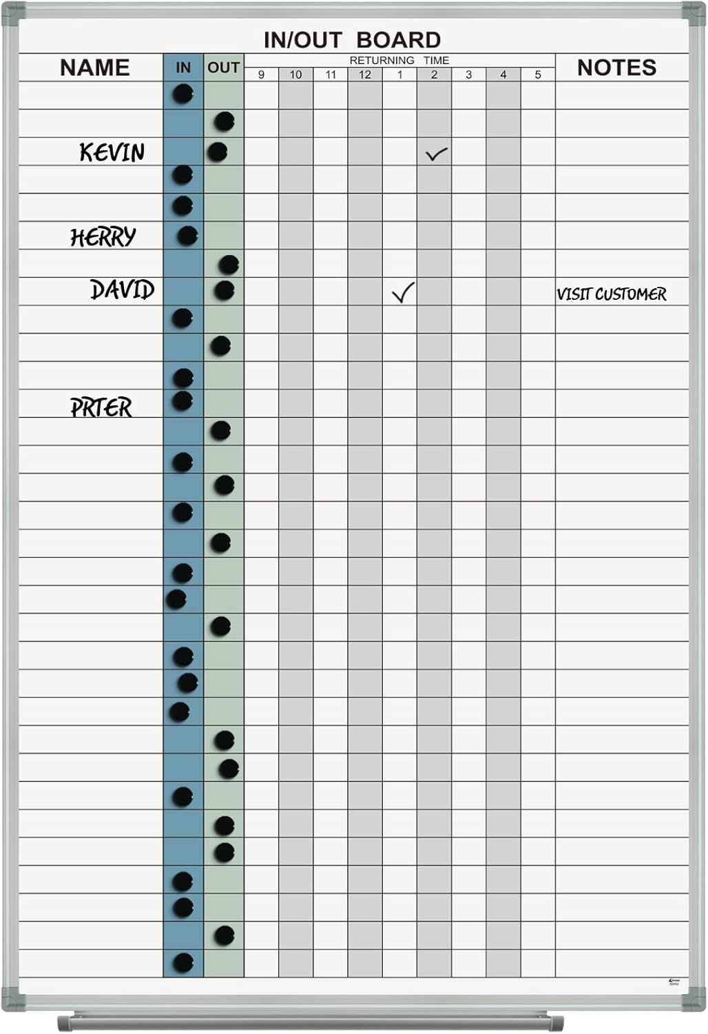 Lockways in and Out Magnetic Dry Erase Board, Employee in/Out Planner Board 36" x 24", Colorful Wall-Mounted Aluminum Framed Notice Board