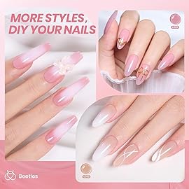 Beetles Nude Gel Nail Polish Set - 6 Colors Nude Pink Brown Neutral Jelly Gel Polish Kit Sheer Translucent Effect Soak Off UV Nail Art Design Drunken Rose Collection Manicure Gift for Women