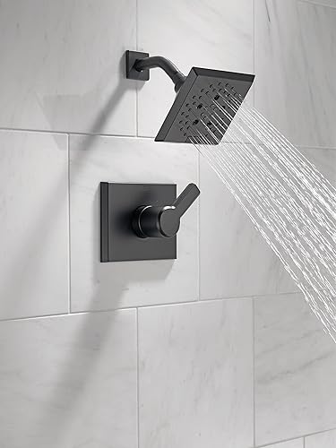 Miniatura 15 de Delta Faucet Pivotal Serie 17 - Grifo de ducha de doble función, kit de molduras de ducha, cabezal de ducha H2Okinetic de 5 pulverizaciones, negro