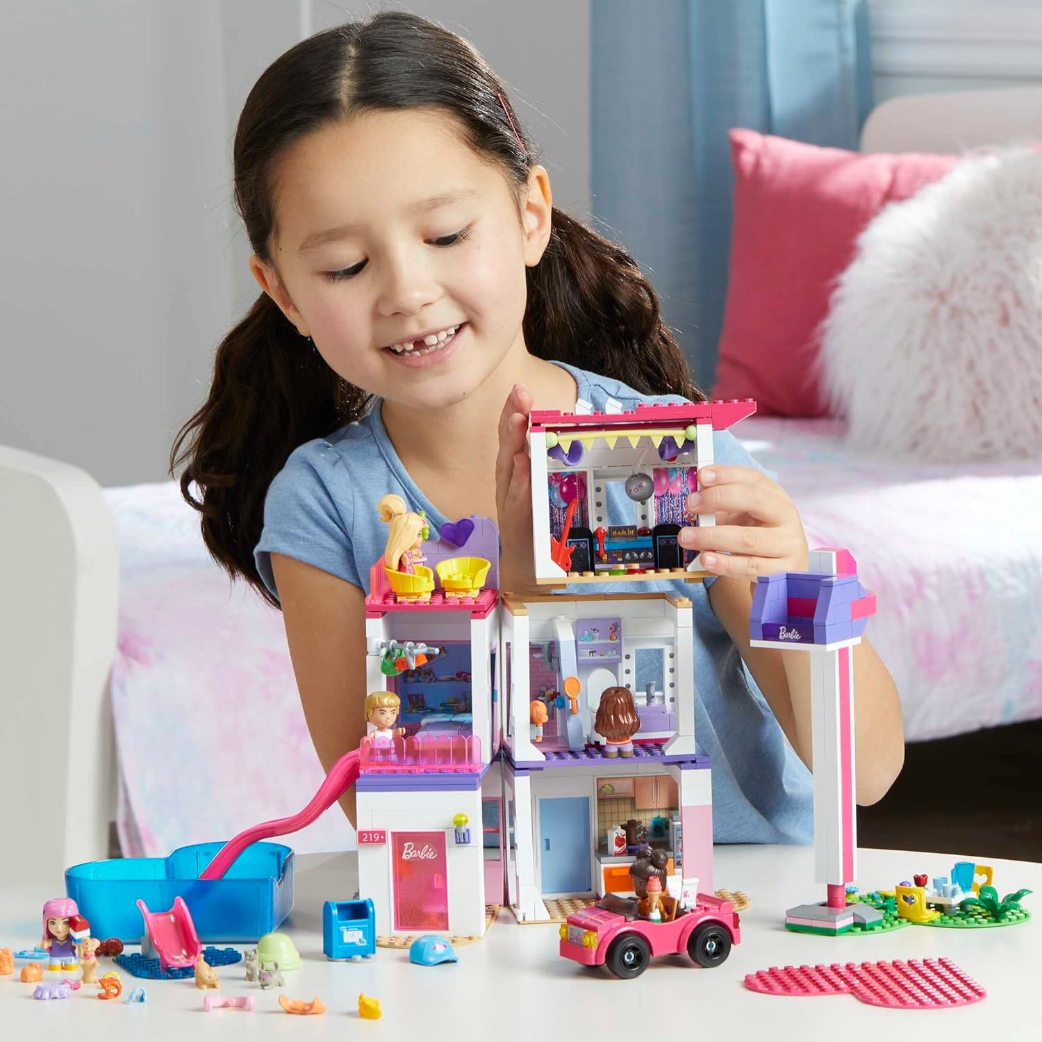MEGA Barbie Color Reveal DreamHouse building set with 25+ surprises, 5