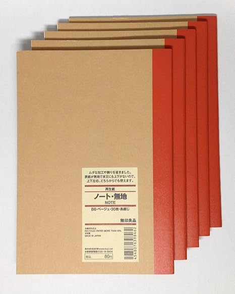 Amazon 無印良品 ブランクノート B6 罫線なし 30枚 5冊パック ノート 文房具 オフィス用品