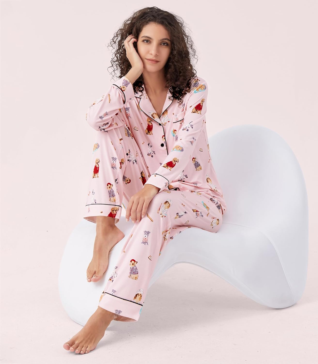 WiWi Viscose from Bamboo Women's Pajamas Set Super Soft Button Down Top and Pants Sleepwear Cooling Pjs S-3X - Image 2