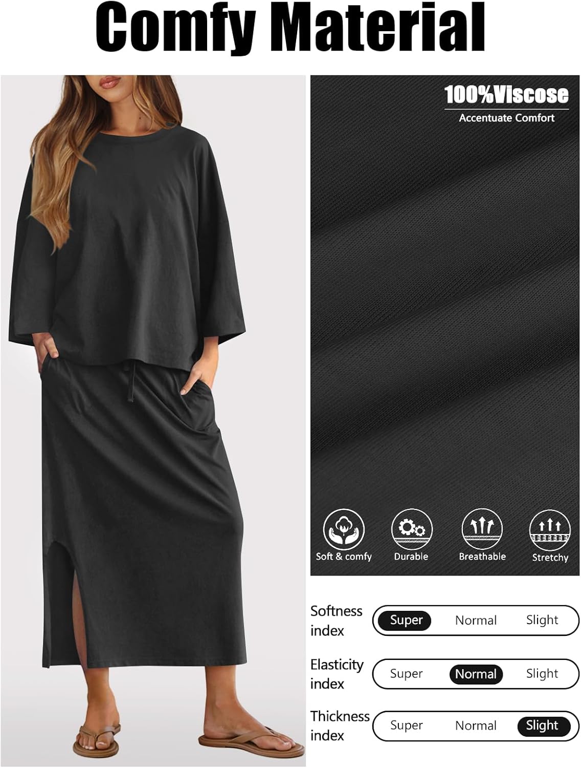 Womens 2 Piece Skirt Set for Women Oversized Top and Maxi Skirt Lounge Sets Fall Going Out Matching Outfits - Image 4