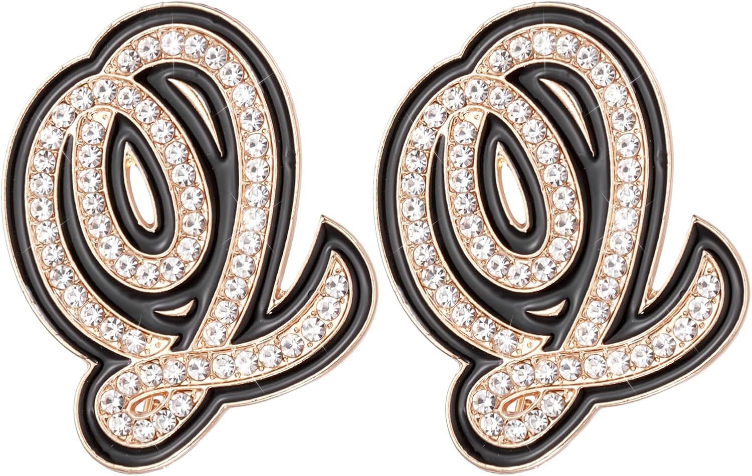 PATIKIL Rhinestone Letter Brooch Pins, Initial Broaches Metal Crystal Alphabet Lapel Pin Black Edge