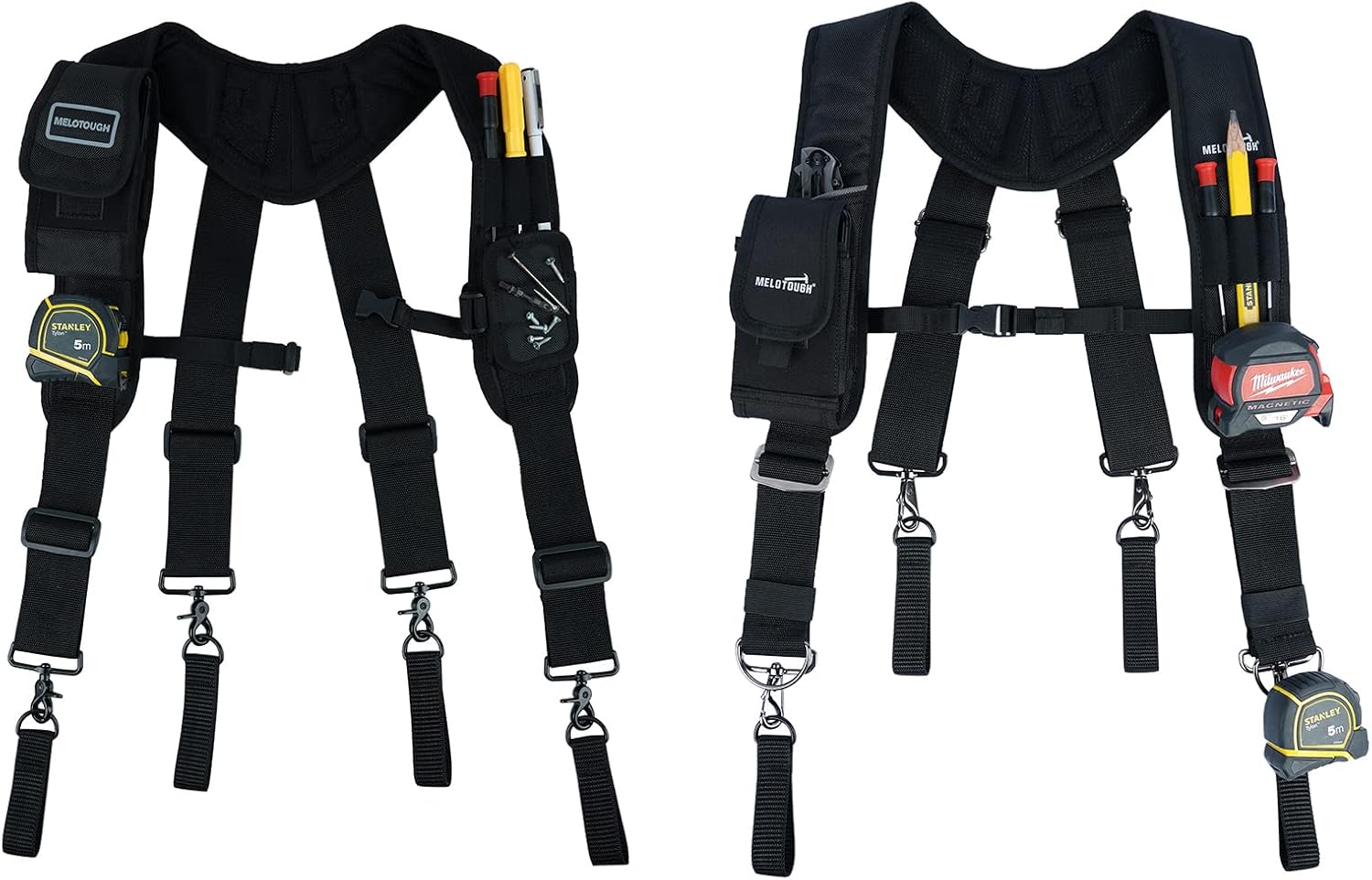 MELOTOUGH Work Padded Suspenders Tool Belt Suspenders with Magnetic Wristand For Work Belt Suspenders