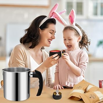 Candle Making Pouring Pot, Stainless Steel Wax Melting Pot with Heat-Resistant Handle, Double Boiler Candle Making Pitcher with Dripless Pouring Spout Design