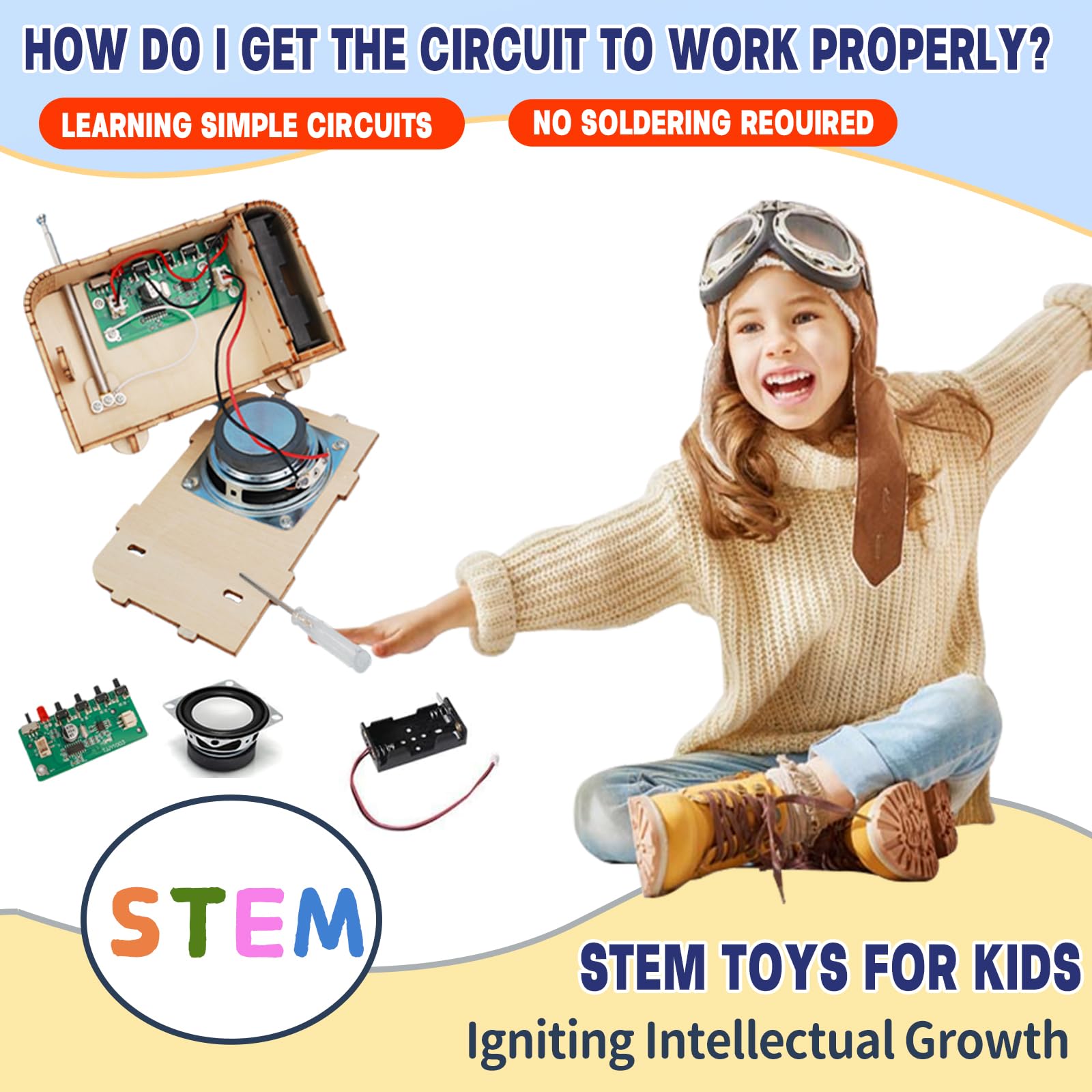 Kit De Radio FM Educativo – Construye Tu Propia Radio De Madera, Aprendizaje STEM Para Niños +8 Años