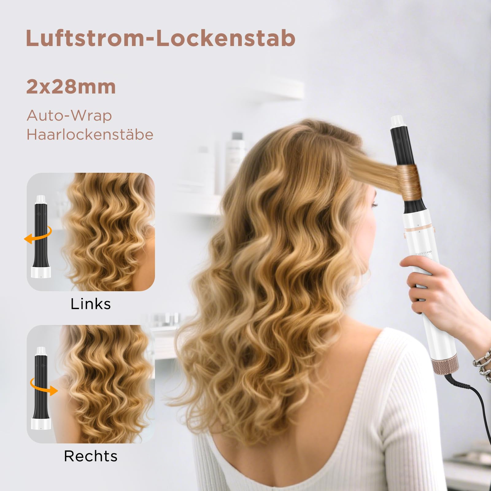 5-en-1 Air Styler & Fer à Boucler PARWIN PRO BEAUTY - Soins Ionisants, Réduction des Frisottis, Pour Coiffer, Gainer, Boucler et Lisser