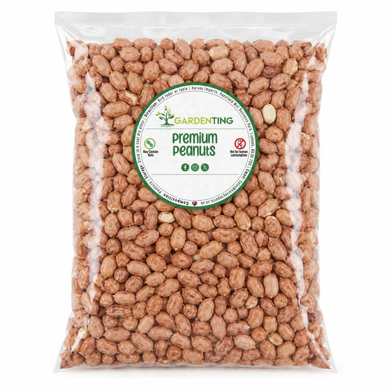 Peanuts Wild Bird Food Nuts Whole, 3L Bag, Wild Bird Food