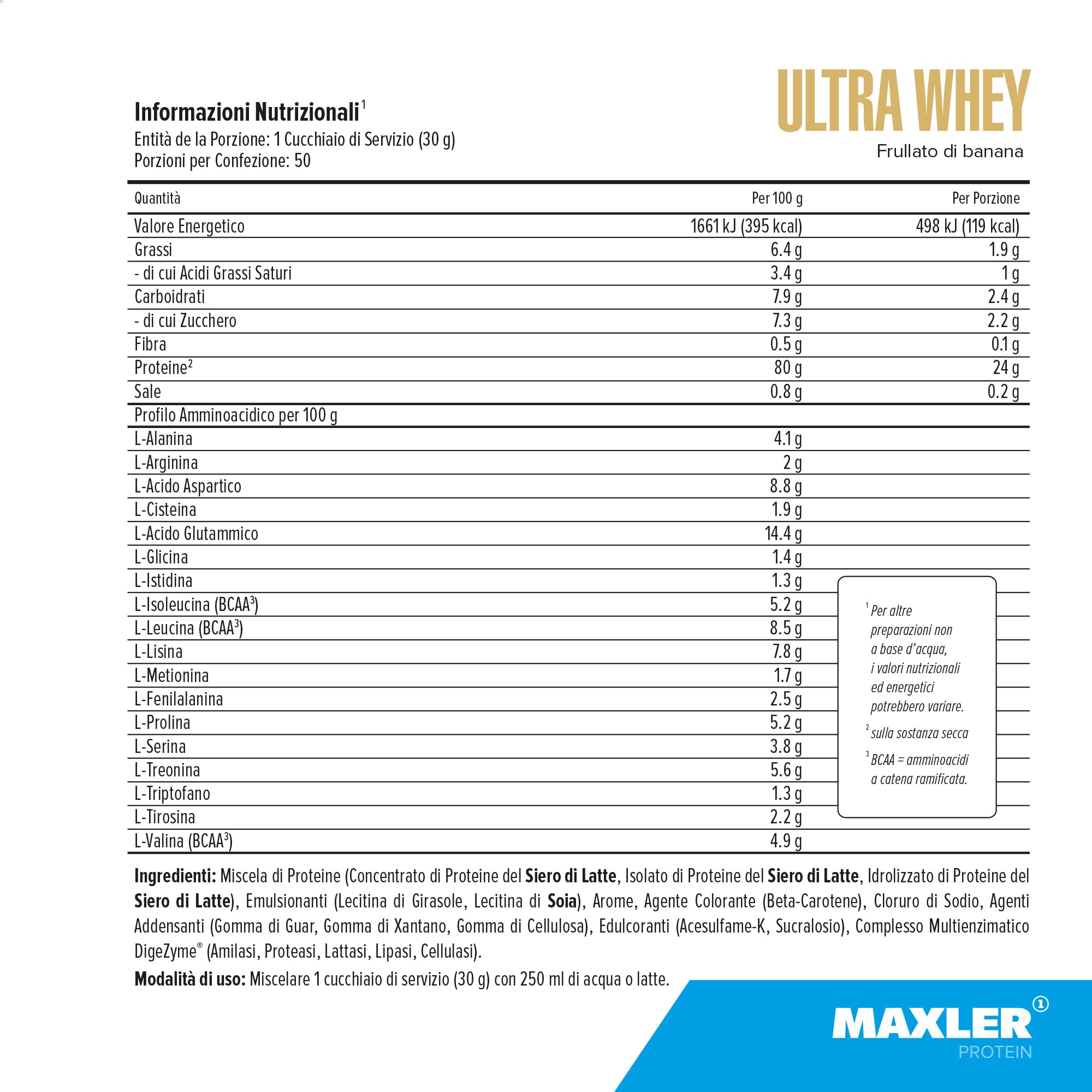Maxler Ultra Whey Protein - Whey protéines - Proteine whey isolate - Proteine isolate poudre - Proteine in Polvere Milkshake alla Banana - 900g di proteine