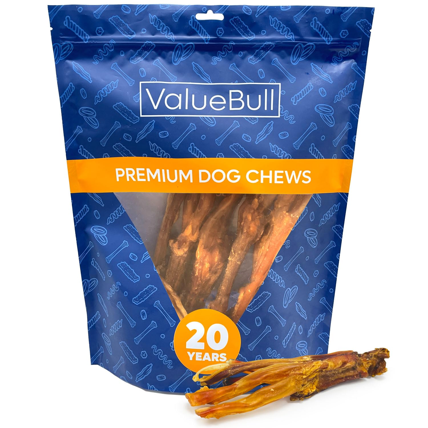 ValueBull Beef Tendons for Dogs, Varied Shapes, 1 Pound - Natural Collagen, Grass-Fed, Single Ingredient, All Natural Dog Chews