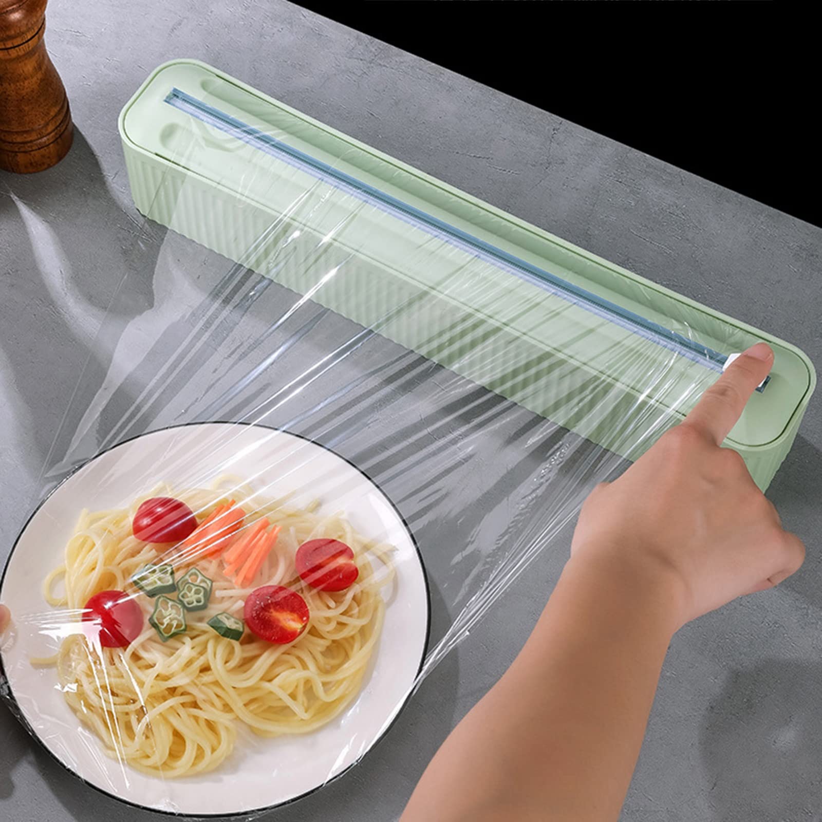 Dispensador de Papel Film Transparente para cajones de Cocina, se Puede Colgar y Cabe fácilmente en el Corte de cajones (Verde Menta) (Verde Menta)
