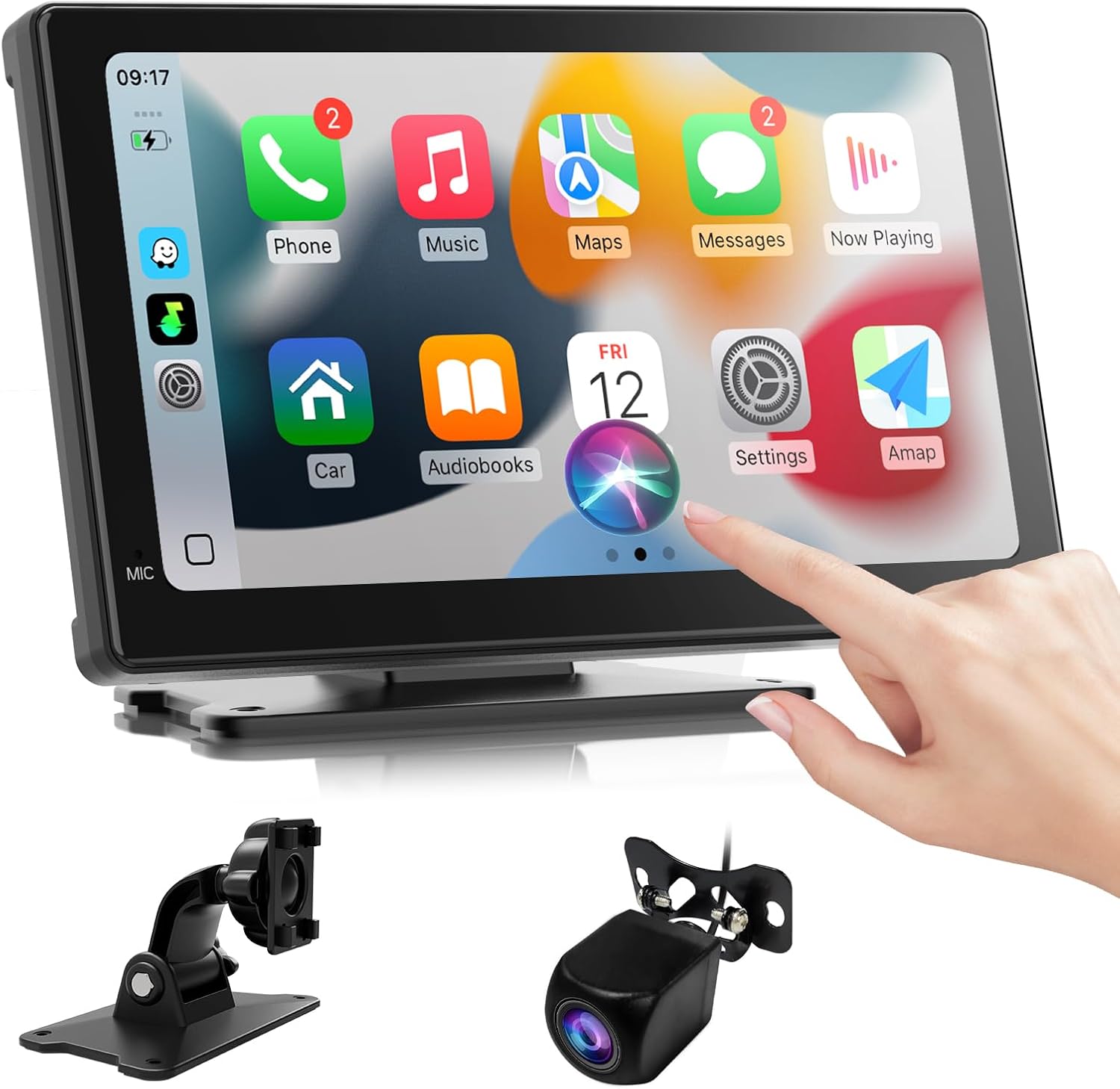 7 Inch Portable Carplay Screen for Car,Car Stereo Wireless Carplay & Android Auto,1080p Backup Camera CarAudio Receivers GPS Navigation Mirror Link