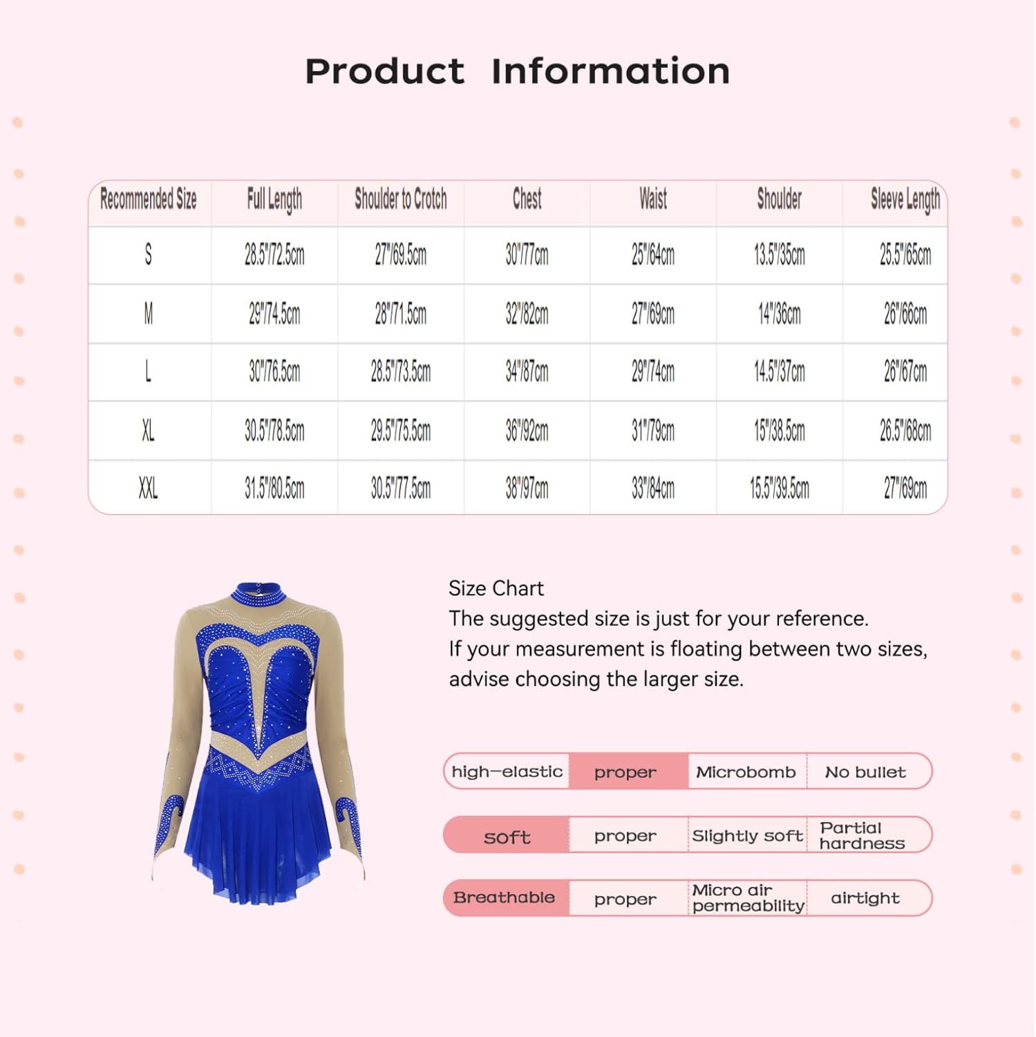 Hularka Women's Shiny Rhinestone Long Sleeve Figure Ice Skating Dresses Artistic Competition Perform Wear