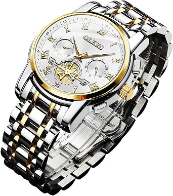 OLEVS Womens Watch Set, Easy to Read Watch with Bracelet, Mechanical Watch, Luxury Stainless Steel, Calendar, Water Resistant, Luminous 3 ATM Gold, Silver, Silver, Bracelet Type