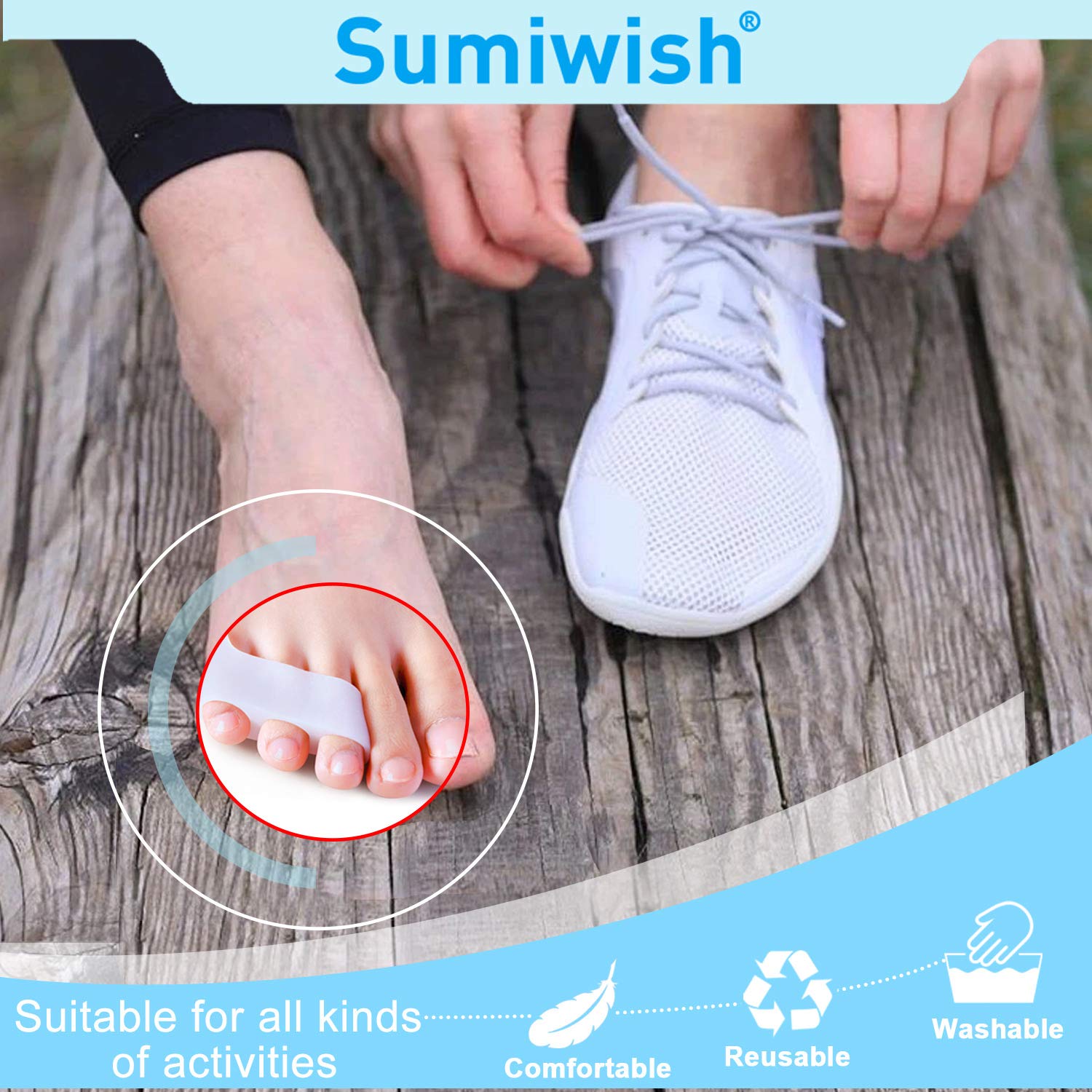 Sumiwish [10x] Petit Separateur Orteil, Petit Séparateurs et Protecteurs d'orteils Petit, Séparateurs d'orteils en Gel pour Chevauchement des Orteils