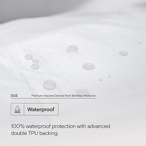 Miniatura 2 de DOZ - Protector de colchón, 100% viscosa derivada de la superficie de bambú, funda de colchón de tela de aire 3D, 100% impermeable, refrescante,