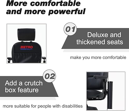 Miniatura 38 de Metro Mobility Patinetes de movilidad de 4 ruedas para personas mayores, scooter plegable de movilidad de 300 libras de capacidad para adultos