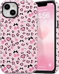 DEFBSC Case for iPhone 16 Pro Max, Cute Pink Bow Leopard Print Aesthetic Trendy Pattern for Women Girls Slim Durable Bumper Shockproof for iPhone 16 Pro Max Case, Bunny/Glossy
