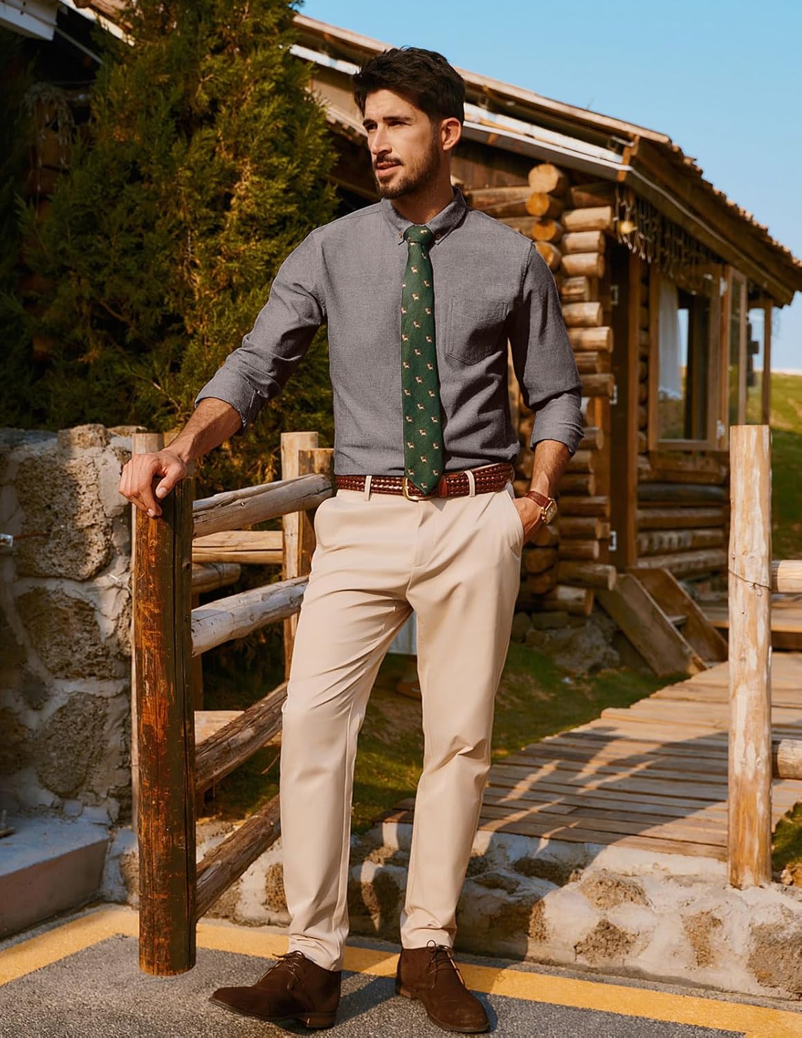 PJ PAUL JONES Mens Classic Fit Linen-Cotton Shirt Button Down Long Sleeve Casual Business Shirts - Image 3