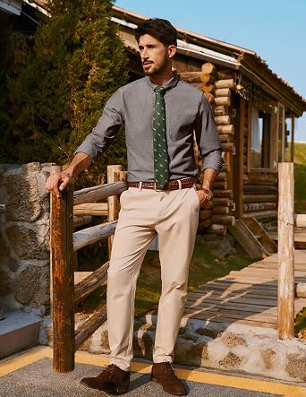 PJ PAUL JONES Mens Classic Fit Linen Shirts Long Sleeve Button Down Business Casual Shirts