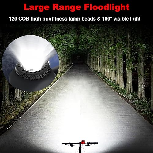 Miniatura 5 de Bocina de bicicleta eléctrica y luz de bicicleta 2 en 1, bocina de bicicleta fuerte de 110 dB, 5 modos de sonido, luz delantera de bicicleta