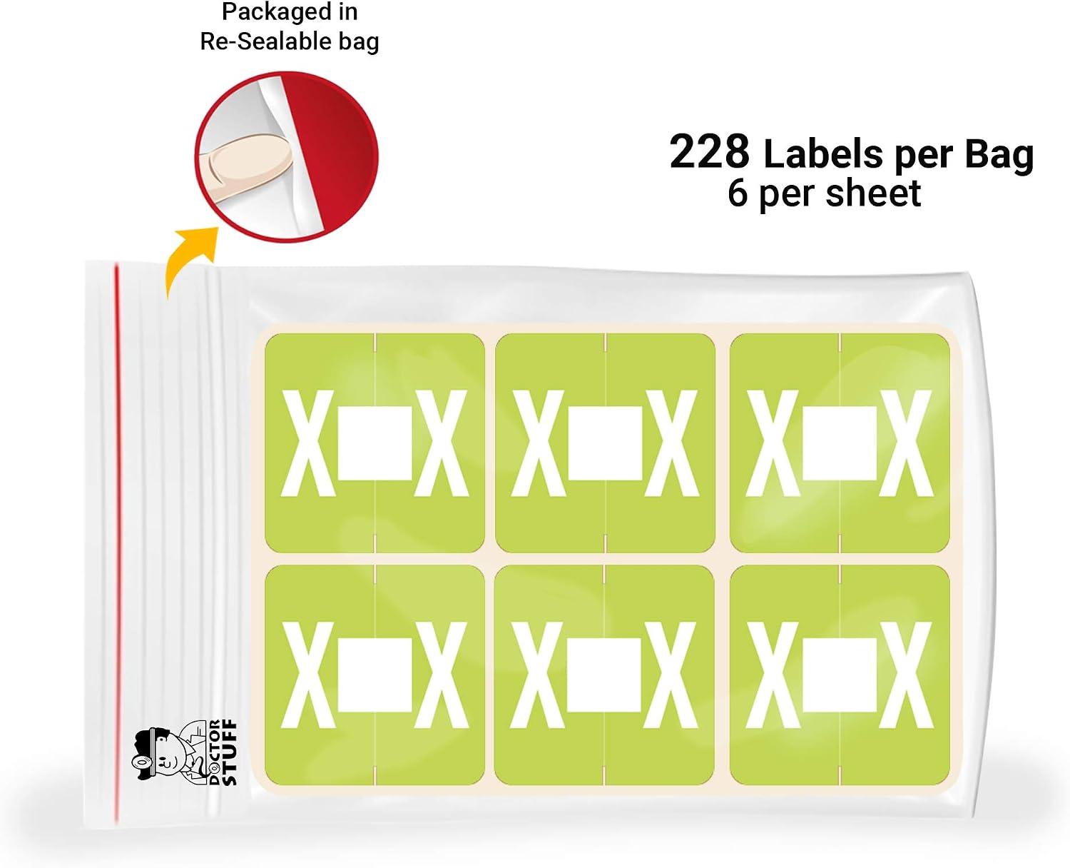 Doctor Stuff - File Folder Labels, Alphabet Letter X, Barkley FADBM - ADPK Series Compatible Alpha Stickers, Light Green/White, 1-1/2" x 1-1/2", 228 Labels per Package