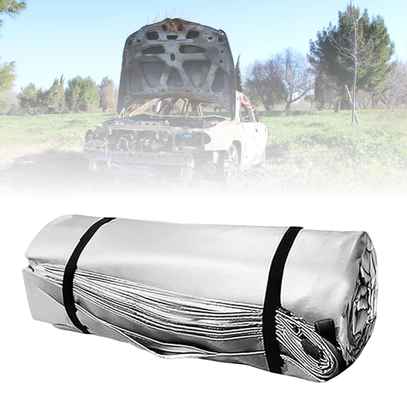 Manta ignífuga de Supervivencia para Coches | Mantas ignífugas de Emergencia para Coches | Resistente al Calor 800°C | 4×6m / 6×8m / 6×9m | para automóviles, Motocicletas 6 * 8m/20 * 26ft