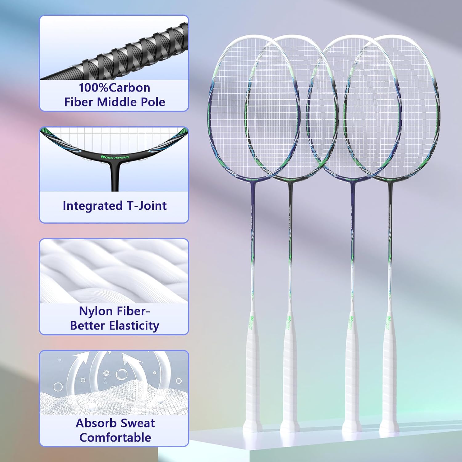 Professional Carbon Fiber Badminton Rackets Badminton Racquet for Backyards Gym