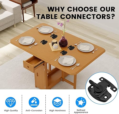 Miniatura 6 de SDTC Tech Paquete de 2 cerraduras de mesa de comedor, resistentes, cierres de metal para mesa de entrenamiento, conectores de hebillas de hojas de