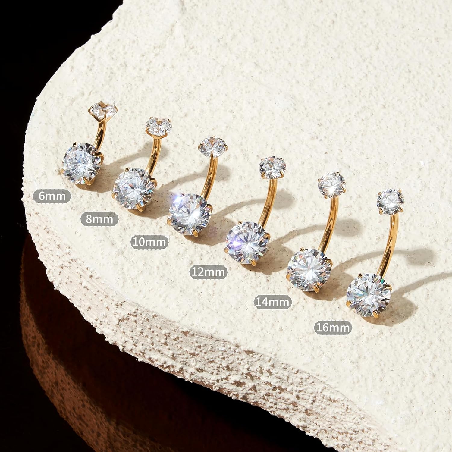 1PC G23 Titanium Belly Button Rings 14G 1.6MM Round Cubic Zirconia Belly Rings 6 Sizes of Length to Choose Navel Barbell Belly Piercing Jewelry for Women - Image 4