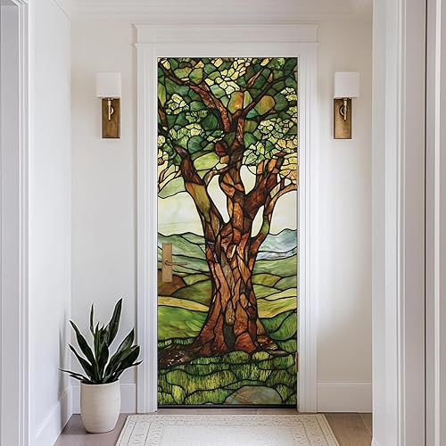 Miniatura 8 de LiveInUrban Adhesivo autoadhesivo vintage estilo boho efecto cuero texturado de vinilo mural para refrigerador, adhesivo despegar y pegar para Flor