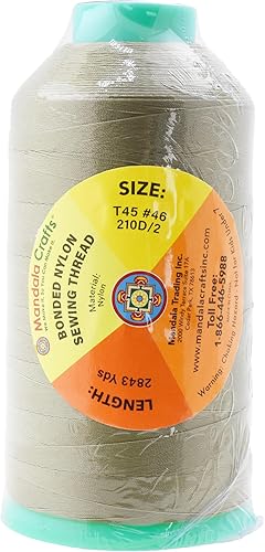 Miniatura 1048 de Mandala Crafts Hilos de coser resistentes de nailon consolidado, hilo para tejer jeans de cuero, hilos de tapicería marina al aire libre, Beige