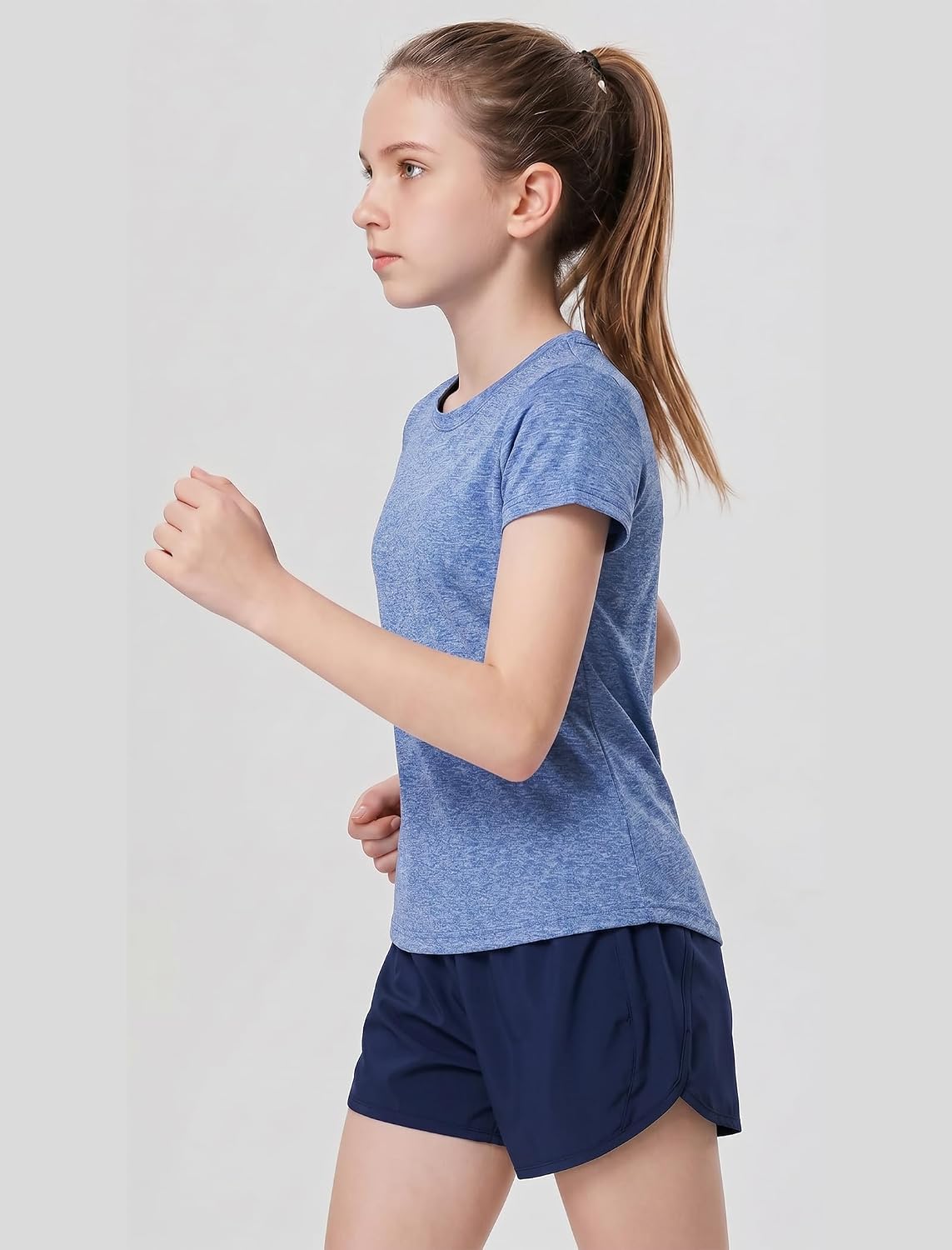EXARUS Girls Athletic Shirts Quick Dry T Shirts Short Sleeve Tee Workout Activewear Soccer Sports Tops for Tween Kids