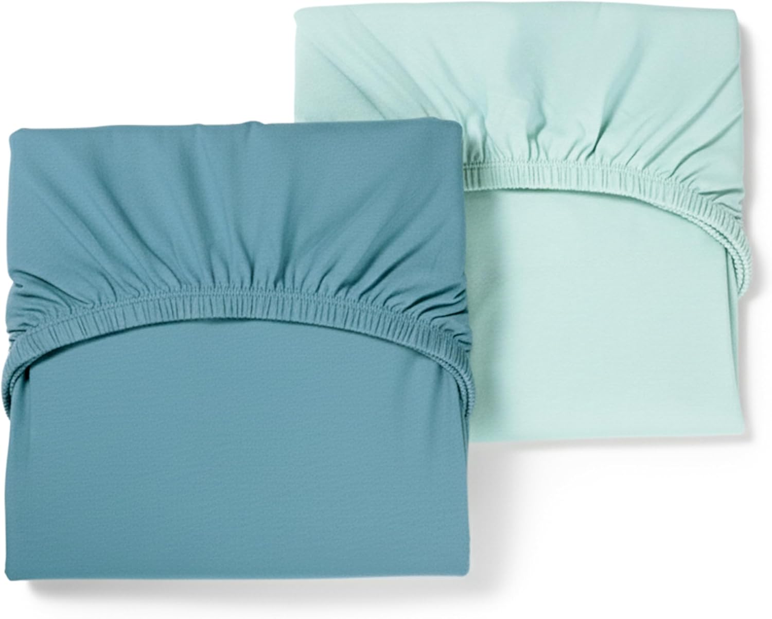 Guava Lotus Travel Crib Sheets (Set of 2) – 100% Organic Cotton Fitted Sheets for Baby Play Yard & Mini Crib Mattress – Super Soft Jersey Knit – Snug Fit & Washable (Blue Tones)