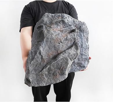 Faux Rock CoverNon-Hollow,Outdoor Fake Rocks, Well Covers for Yard Decorative,Realistic Natural Texture,PU Foam Fake Rocks for Landscaping Yard Decor,Artificial Landscape Enclosure StoneGray,10